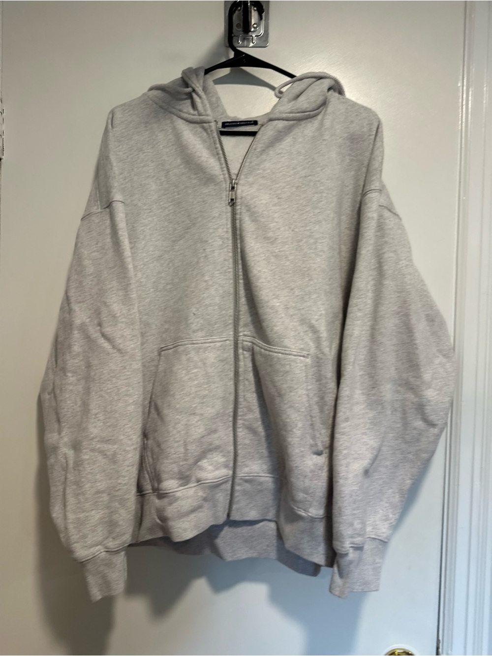 Brandy Melville Christy Oversized Heavyweight Full Zip Hoodie Grey Minimalist .